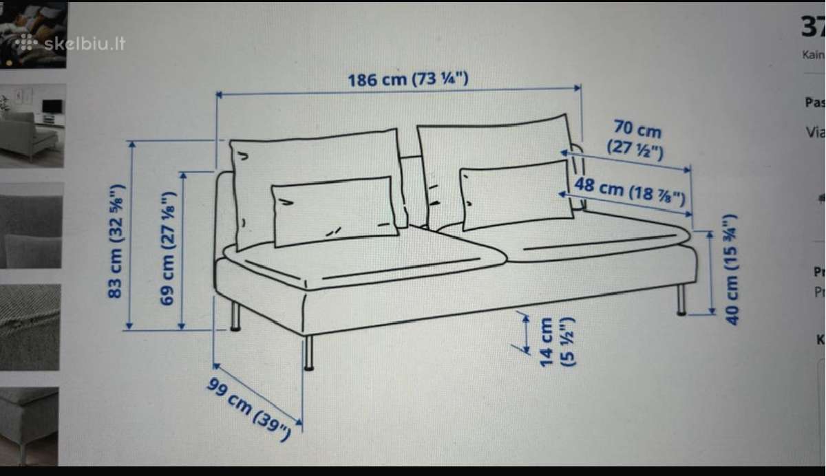 Trivietė sofa - nuotraukos Nr. 7