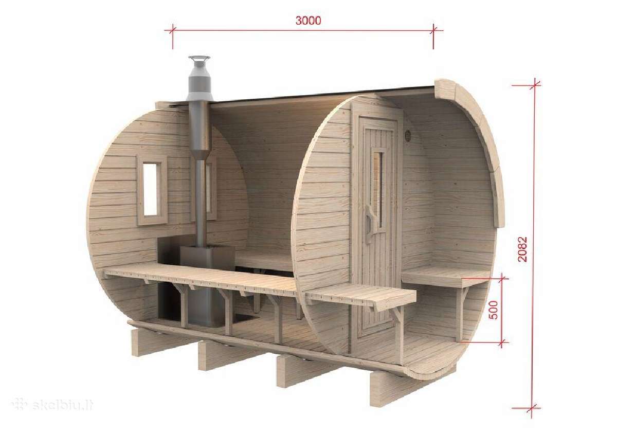Apvali Lauko pirtis kubilas sauna bačka 3m ilgio - nuotraukos Nr. 13