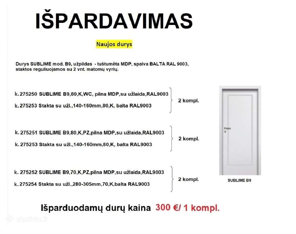 Vidaus durys išpardavimas - nuotraukos Nr. 24