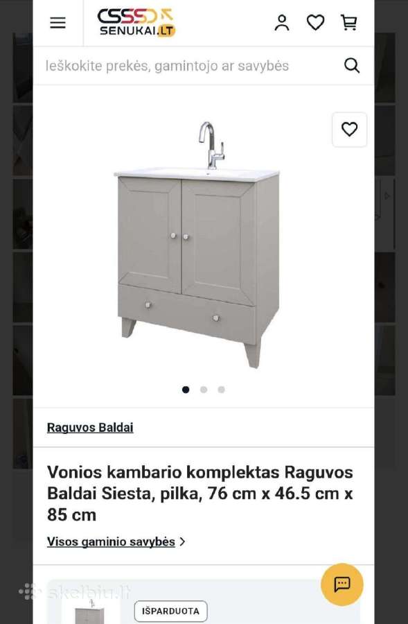 Raguvos vonios baldų komplektas naudotas - nuotraukos Nr. 3