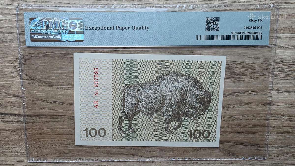 1991 metų 100 talonų stumbras Pmg 66 - nuotraukos Nr. 2