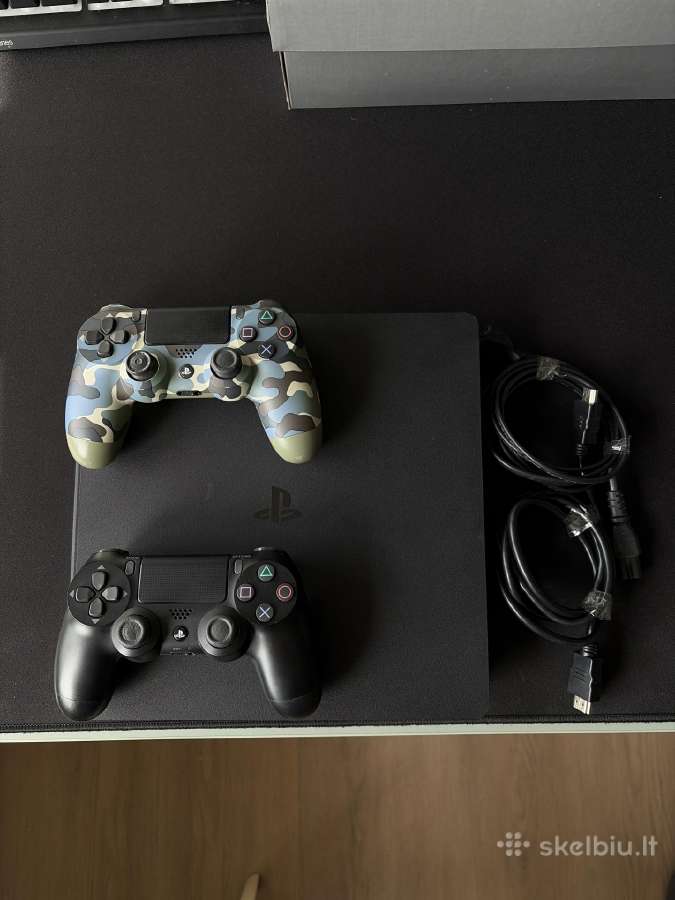 Playstation 4 slim su 2-iem pulteliais ir laidais