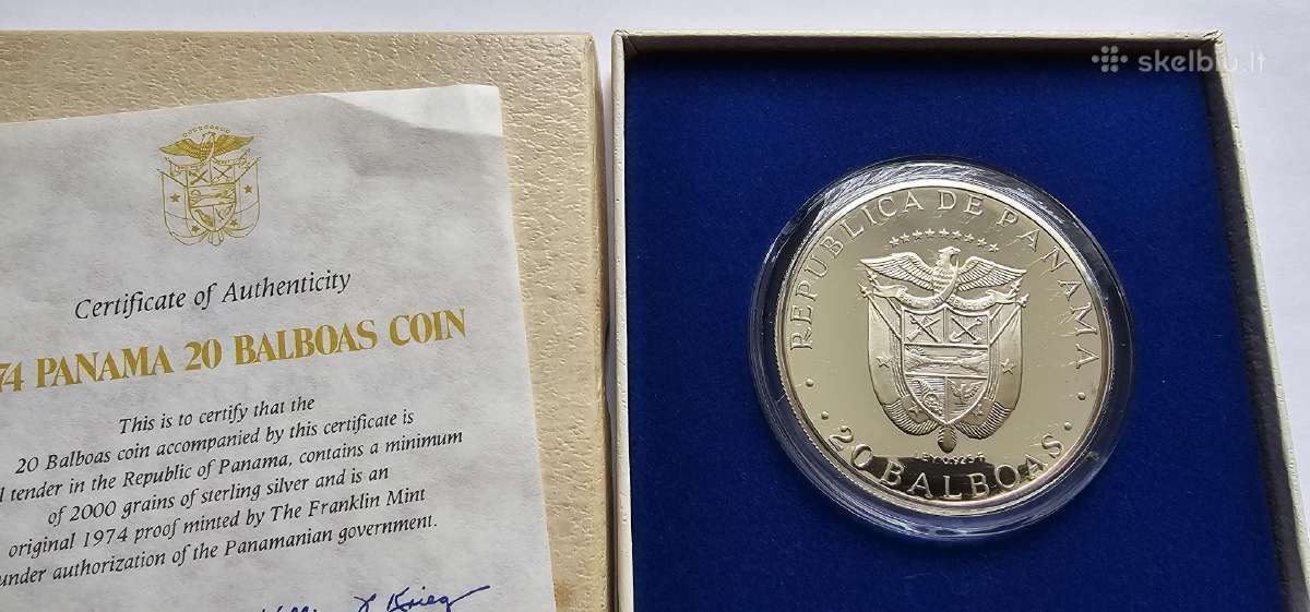 1974 20 Balboa Panama ,reta - nuotraukos Nr. 2