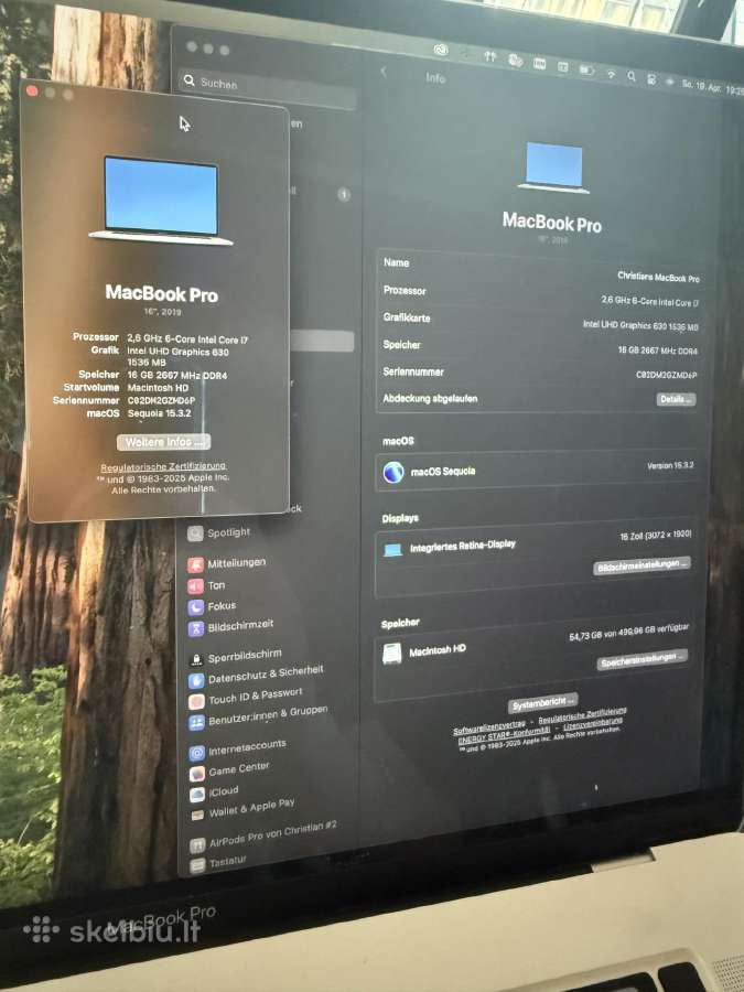 MacBook Pro 16 2019 i7 16gb RAM 512gb SSD – laba - nuotraukos Nr. 4