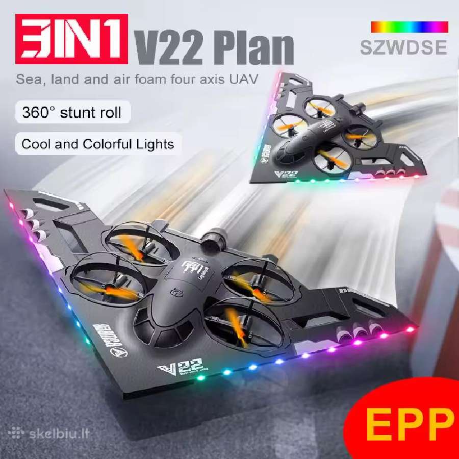 V22 3 viename RC super dron pradedantiesiems!