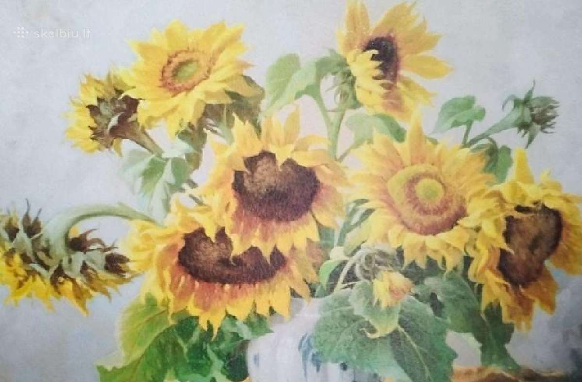 E. Krüger reprodukcija Saulėgrąžos 53 x 43 cm. - nuotraukos Nr. 2
