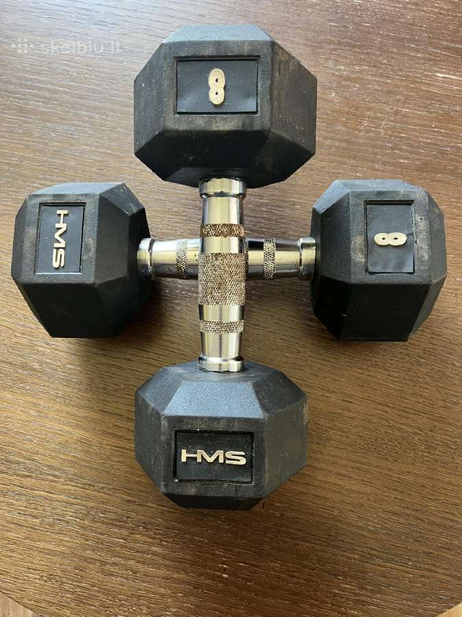 Hanteliai 2x8kg šešiakampiai hex