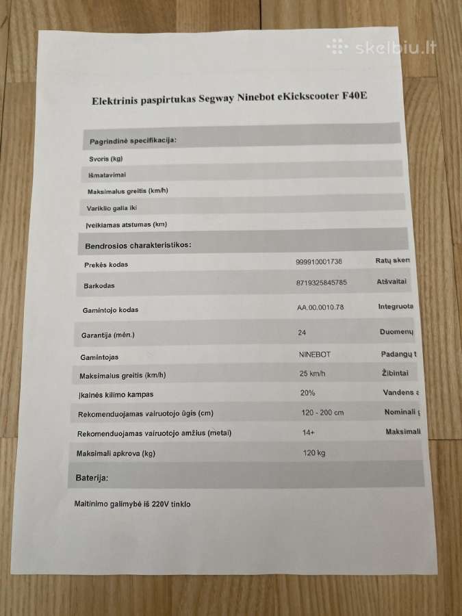 Elektrinis paspirtukas Segway Ninebot F40e - nuotraukos Nr. 8