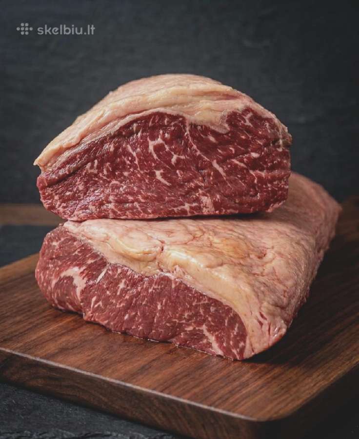 Brandinta Jautiena, kepsniai(wagyu, Angus), lašiša