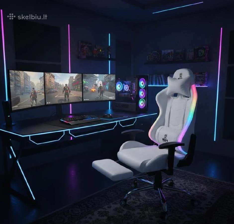 Kompiuterinė Žaidimų kėdė su rgb ir garso kolonėlė
