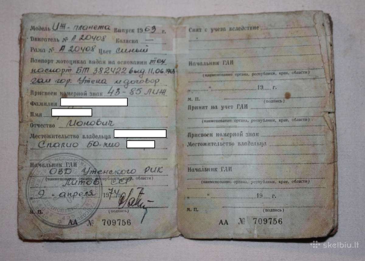 Iž Planeta motociklo techninis pasas Ltsr 1963 m. - nuotraukos Nr. 2