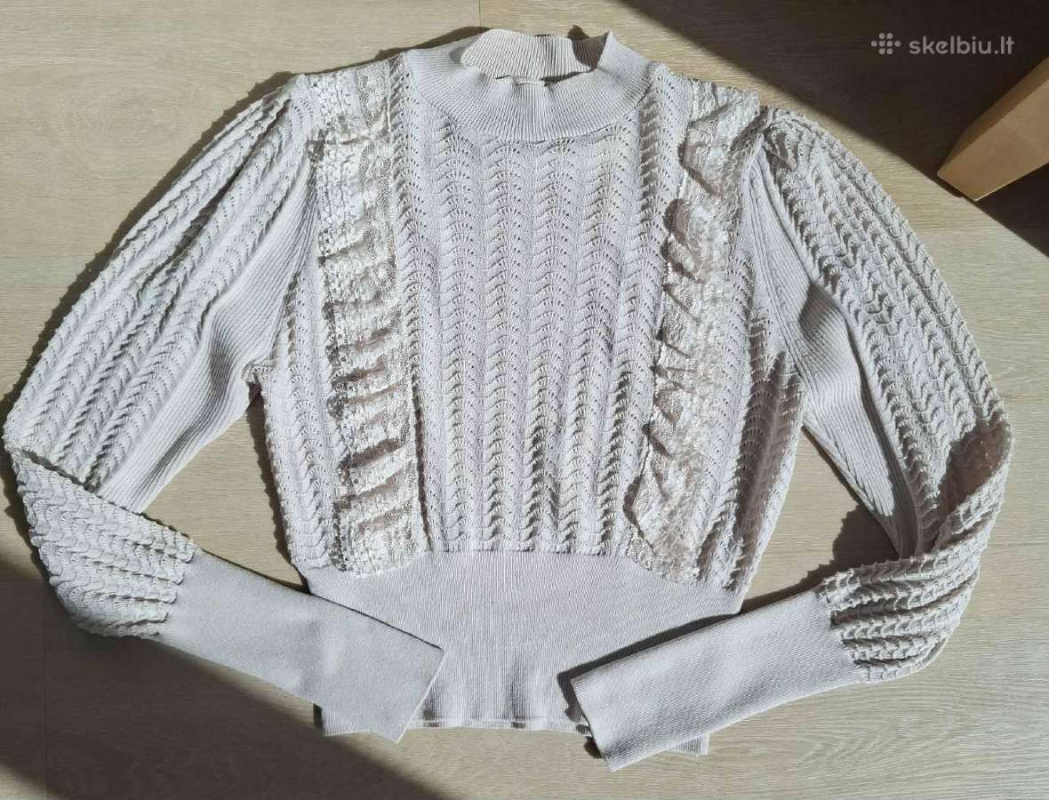 Romantiška nėriniuota palaidinė, nude spalva, S - nuotraukos Nr. 6