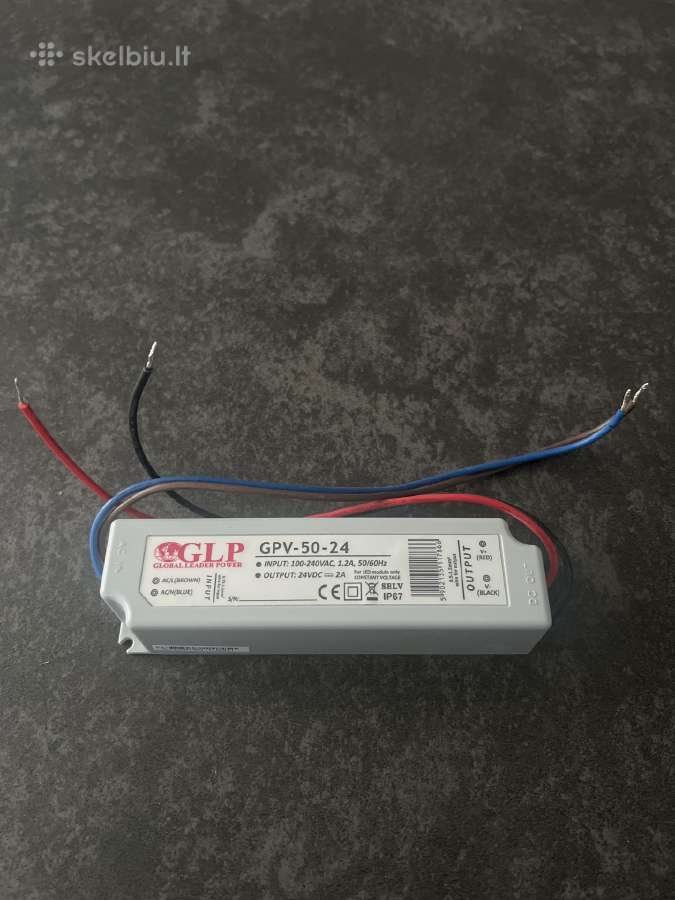 Glp LED maitinimo šaltinis 24v 48w Ip67