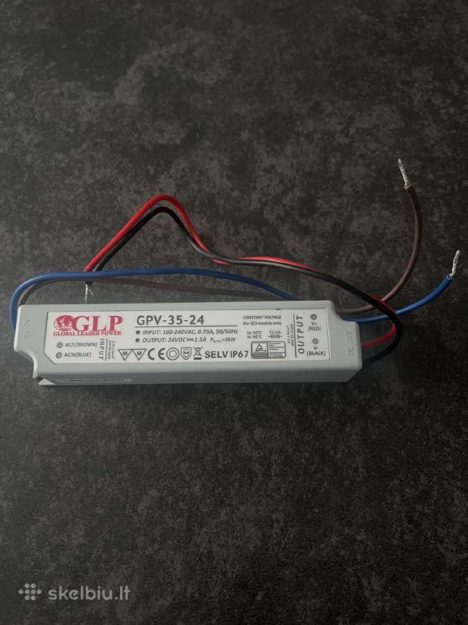 Glp LED maitinimo šaltinis 24v 36w Ip67