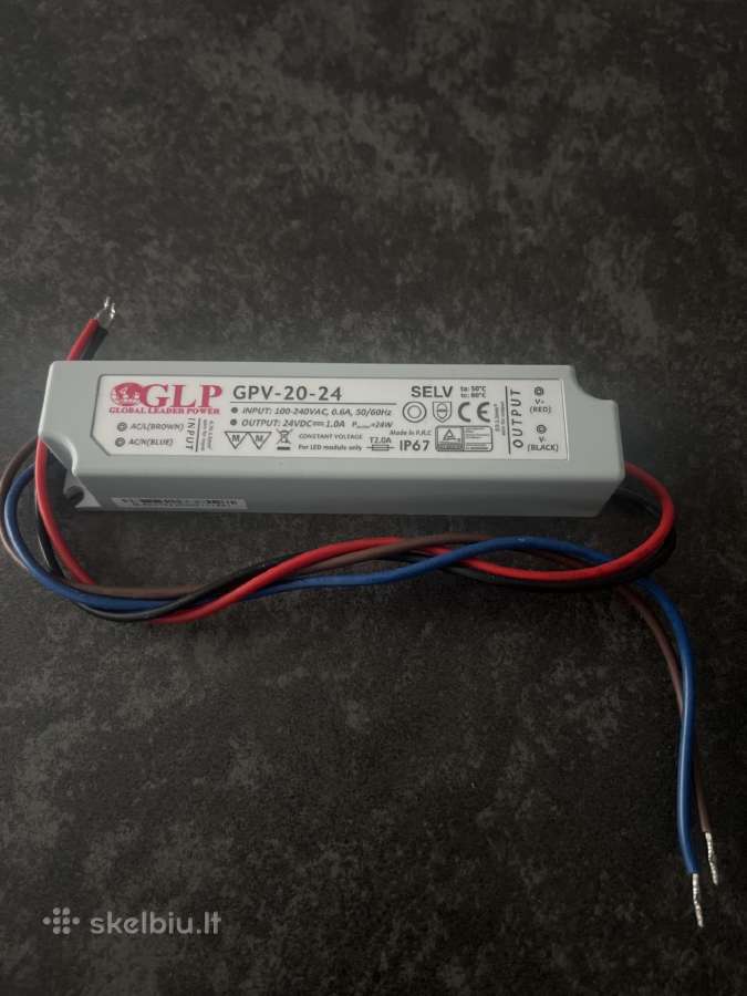 Glp LED maitinimo šaltinis 24v 24w Ip67