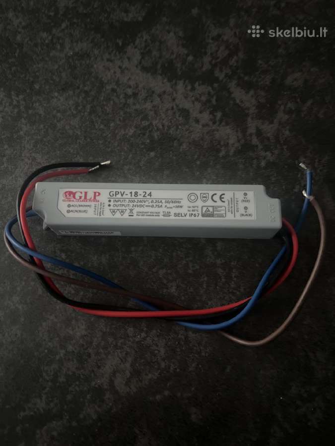 Glp LED 18w 24v LED maitinimo šaltinis Ip67