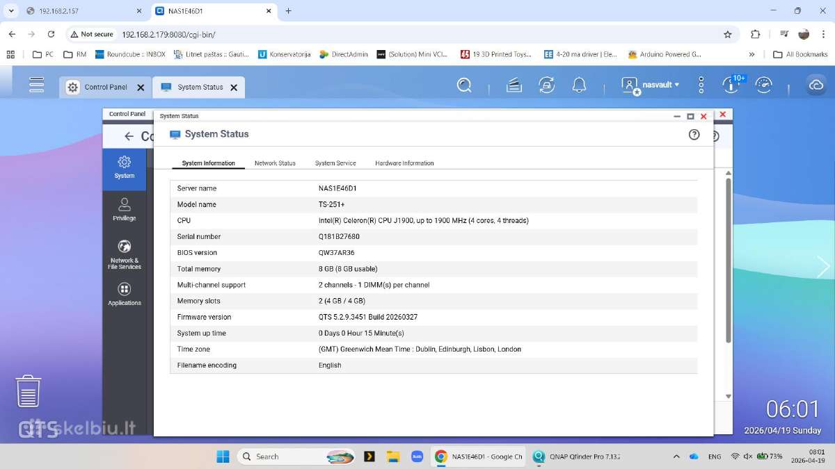 Qnap Ts-251+ Nas serveris (8 GB RAM, be diskų) - nuotraukos Nr. 4