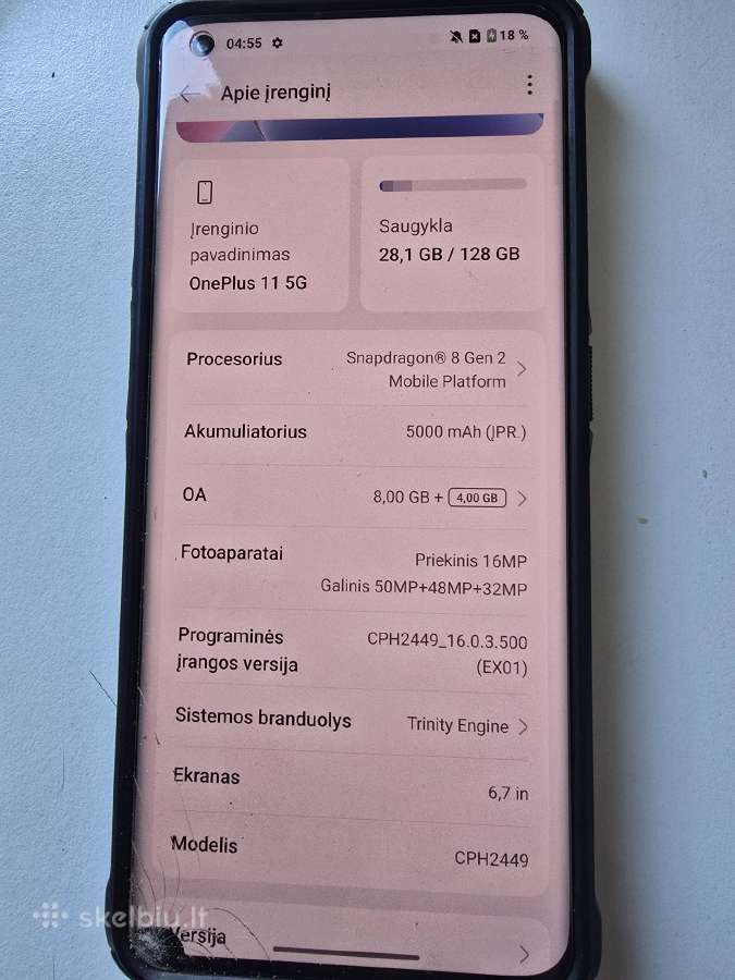 Parduodamas Oneplus11 5G 8g RAM