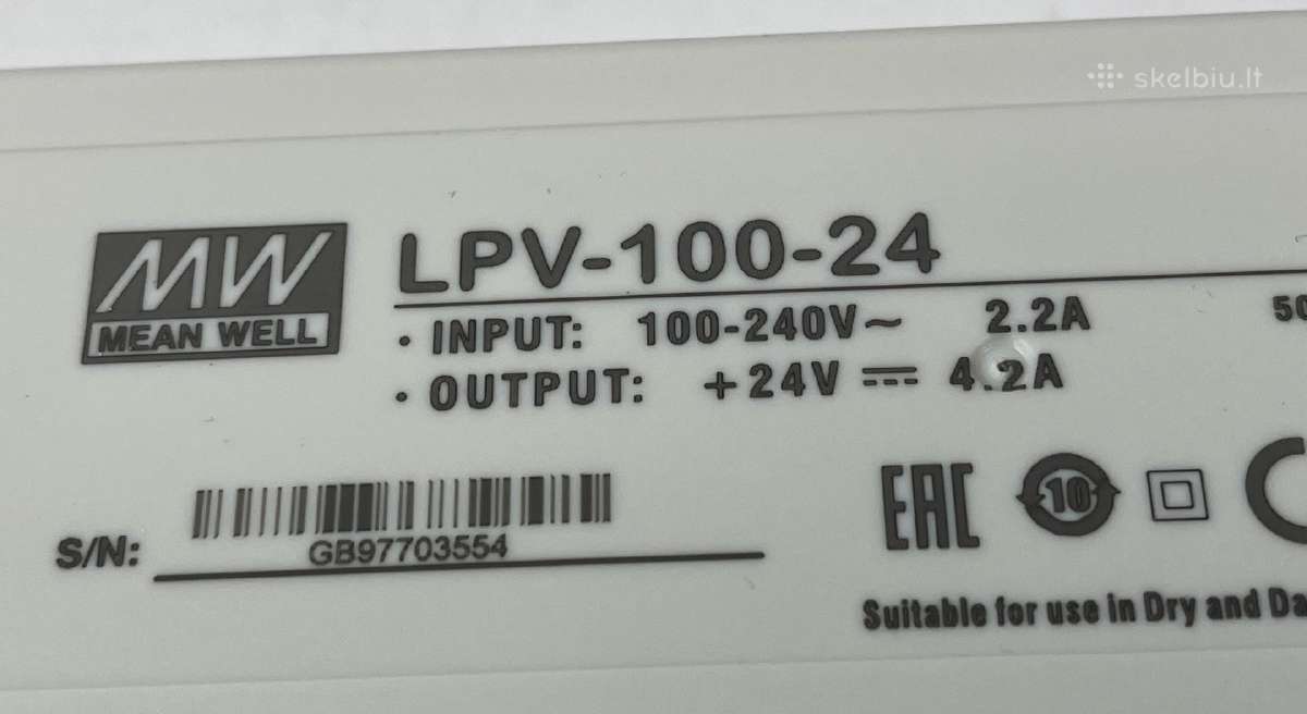 Impulsinis Mw maitinimo šaltinis Lpv-100-24v - nuotraukos Nr. 2