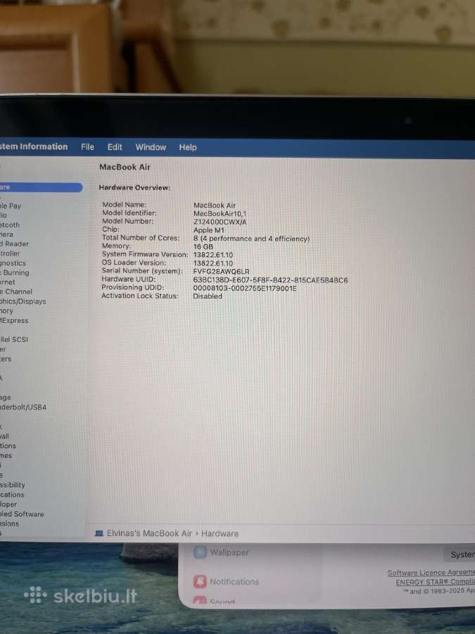 MacBook Air 13" - Apple M1 8c 2,1ghz - 16gb RAM - nuotraukos Nr. 2