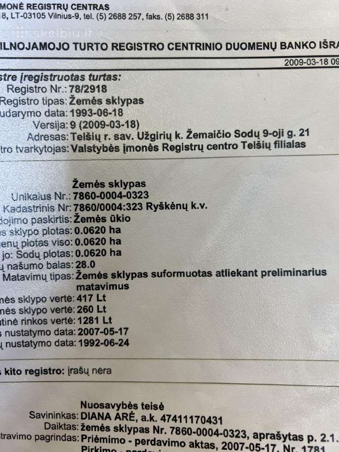 Parduodamas sodo sklypas