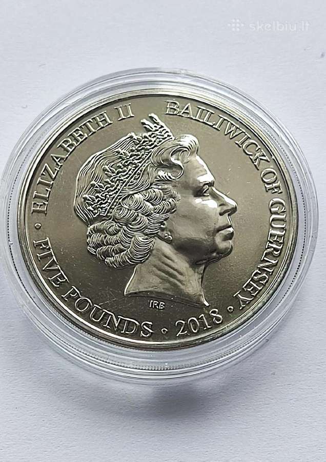 2018 metų Guernsey 5 svarų sterlingų moneta - nuotraukos Nr. 2