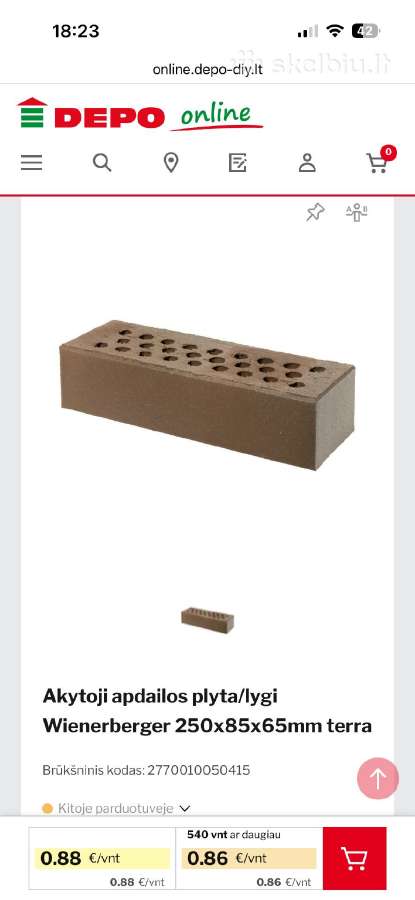 Klinkerio plytų likutis Terra