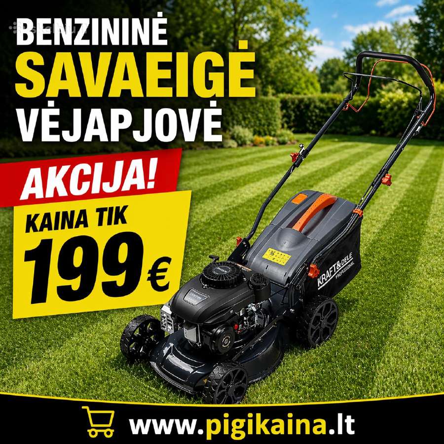 Benzininė savaeigė vejapjovė žoliapjove