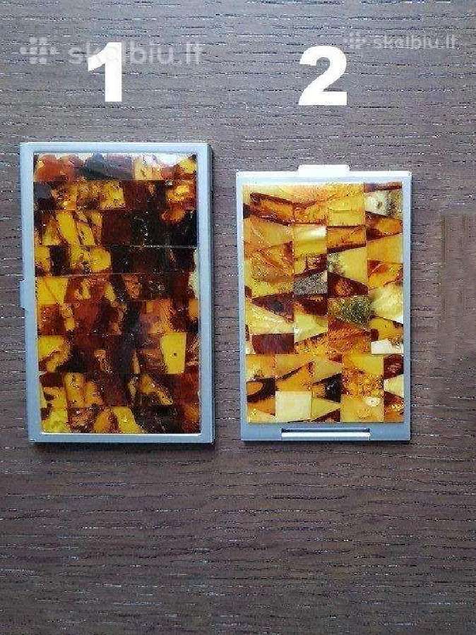 Veidrodelis ir vizitine su naturaliu gintaru