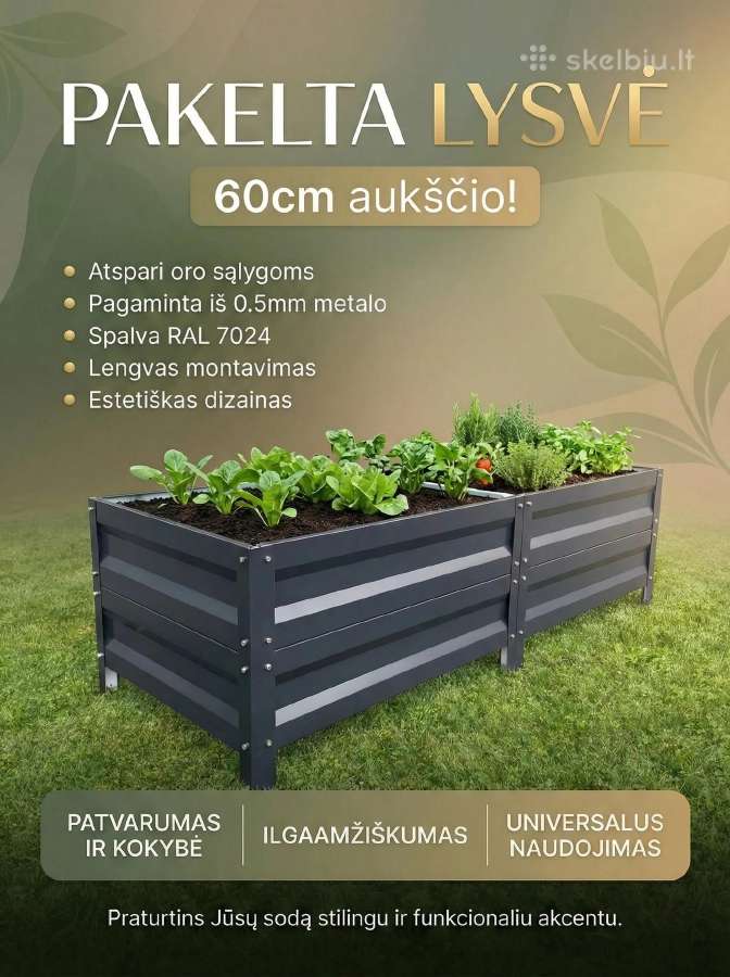 Pakeltos lysvės 60 cm aukščio iš metalinės skardos