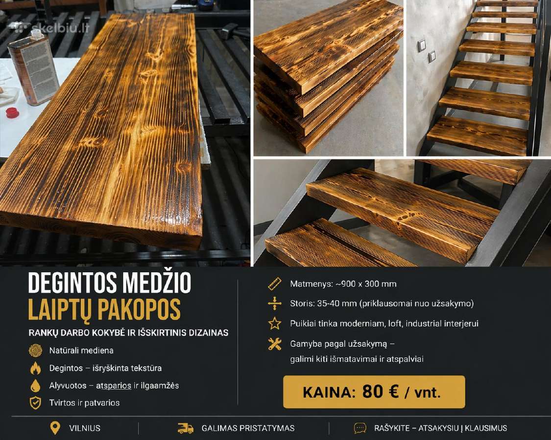 Deginto medžio pakopos