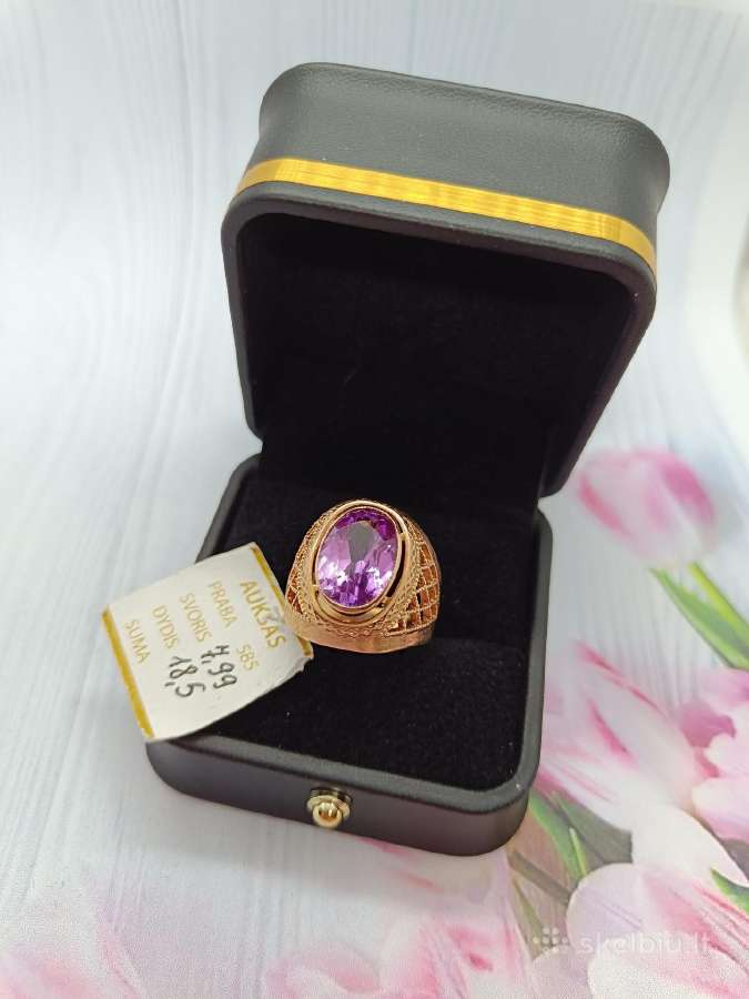 Auksiniai Žiedai Su Akmenukais - nuotraukos Nr. 3