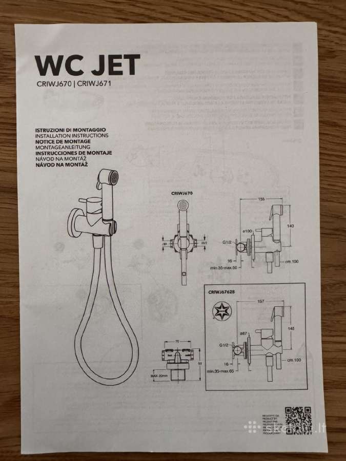 WC/bidė higieninis dušelis Cristina WC Jet chromas - nuotraukos Nr. 11