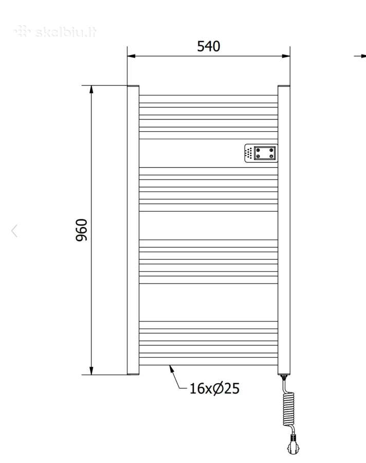 Aran elektrinis radiatorius 960 x 500 mm, 500 W, - nuotraukos Nr. 2