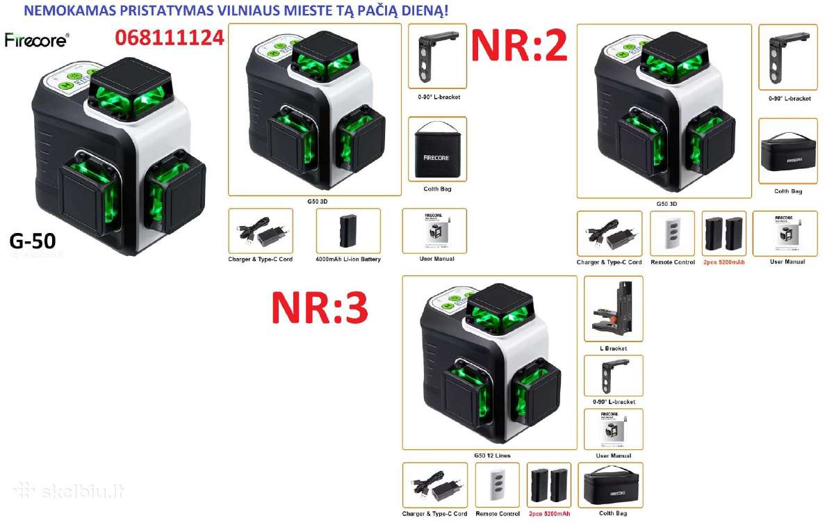 Profesionalus Lazerinis nivelyras Firecore G50