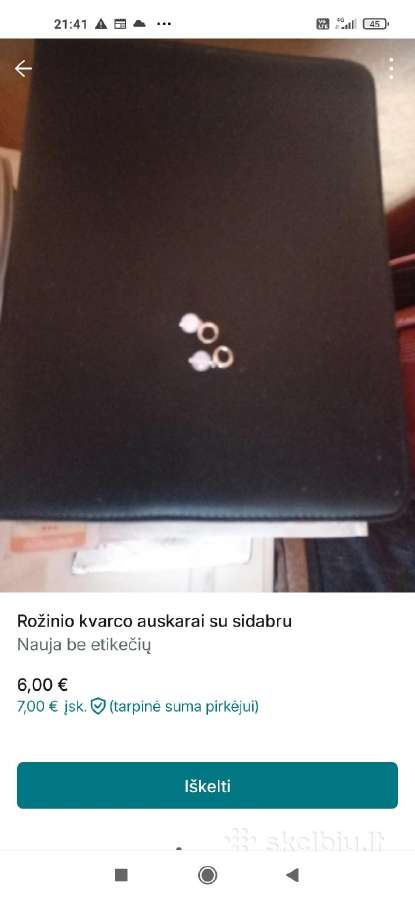 Rožinio kvarco auskarai su sidabru