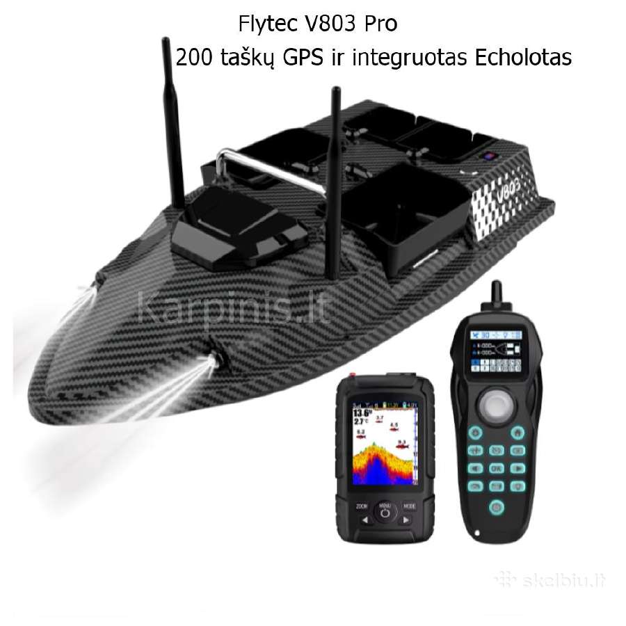 Flytec V803 Pro laivelis su GPS ir Echolotu 500 m