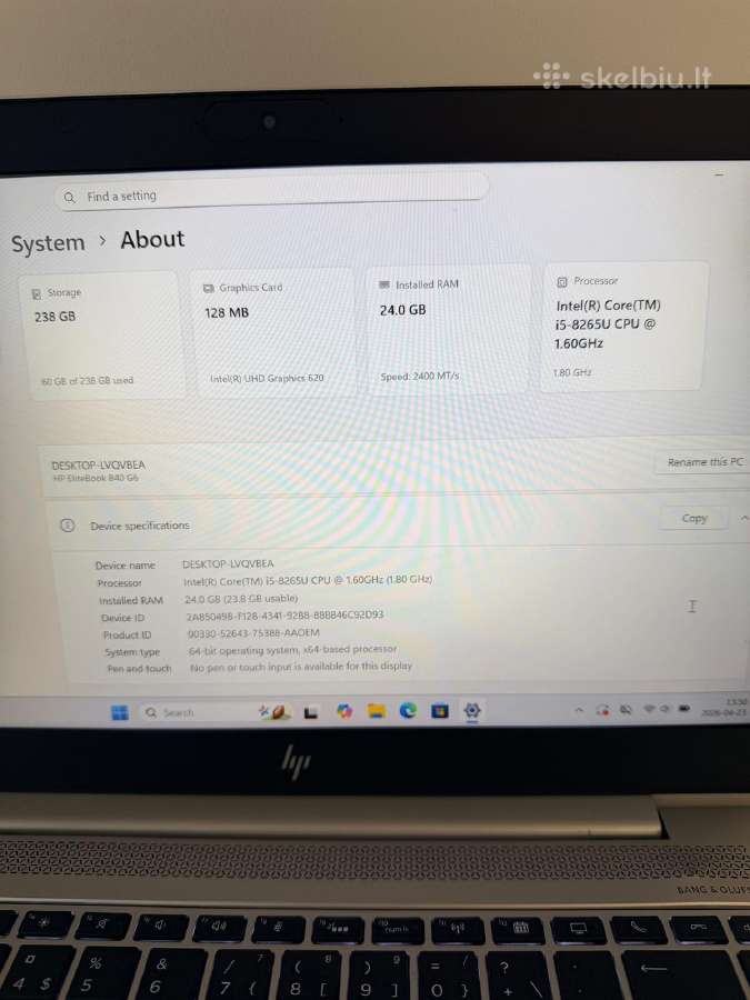 Hp Elitebook 840 G6 24gb/256gb + 3 mėn. garantija - nuotraukos Nr. 4