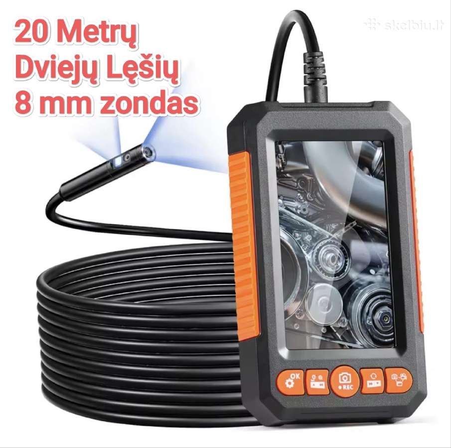 20 metrų Endoskopinė kamera su ekranu