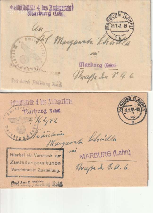 1942 m. Memelio šeimos tarnybinio pašto vokai
