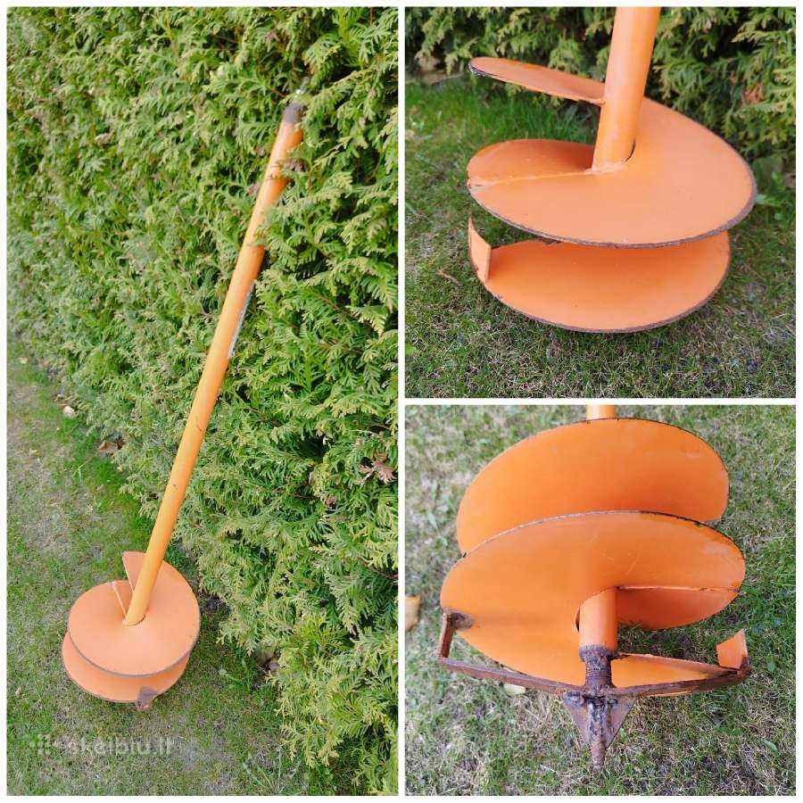 Metalinis 25 cm grąžtas skirtas žemei gręžti