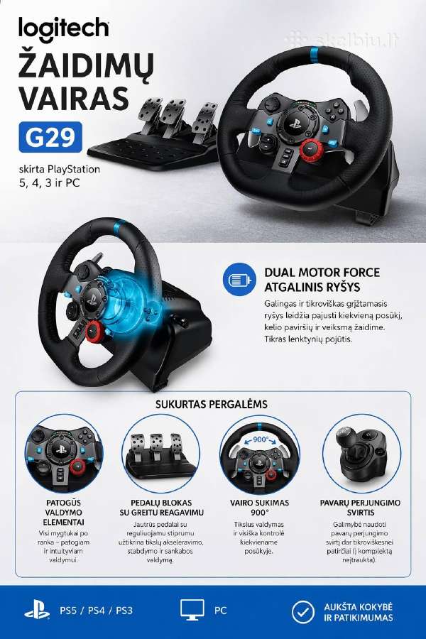 Logitech G29 Driving Force žaidimų vairas