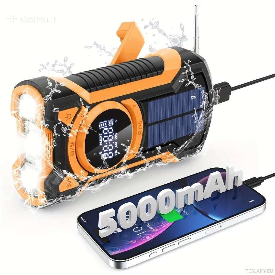 Radijas + powerbank + prožektorius