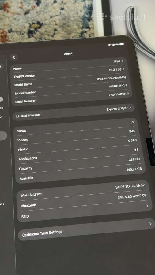 iPad Air 13 M3 2025 su garantija - nuotraukos Nr. 3