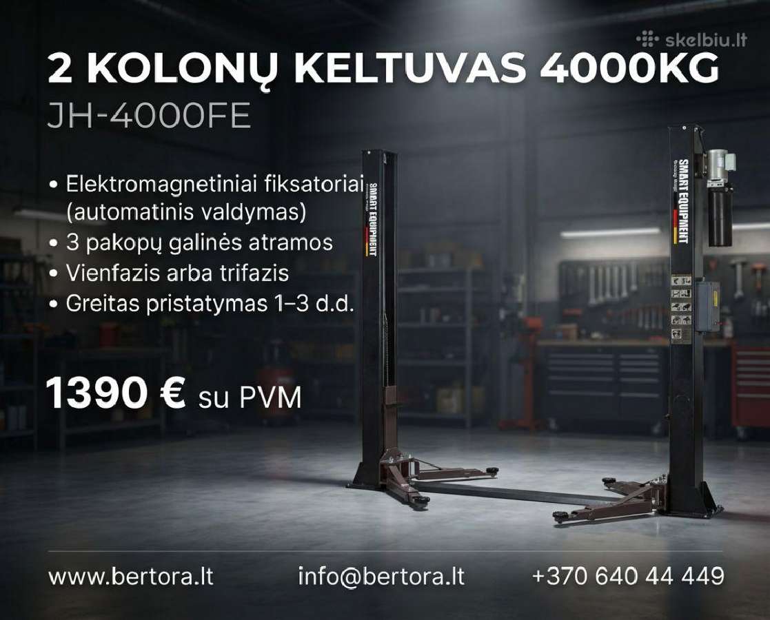 Jh-4000fe 2 kolonų keltuvas 4000kg Smart Equipment