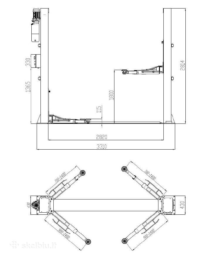 Jh-4000fe 2 kolonų keltuvas 4000kg Smart Equipment - nuotraukos Nr. 2