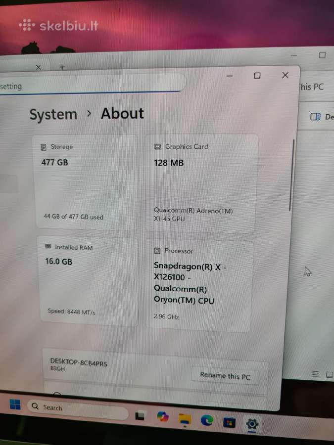 Lenovo 14 Oled touch, snapdragon x, 16gb/512gb - nuotraukos Nr. 7
