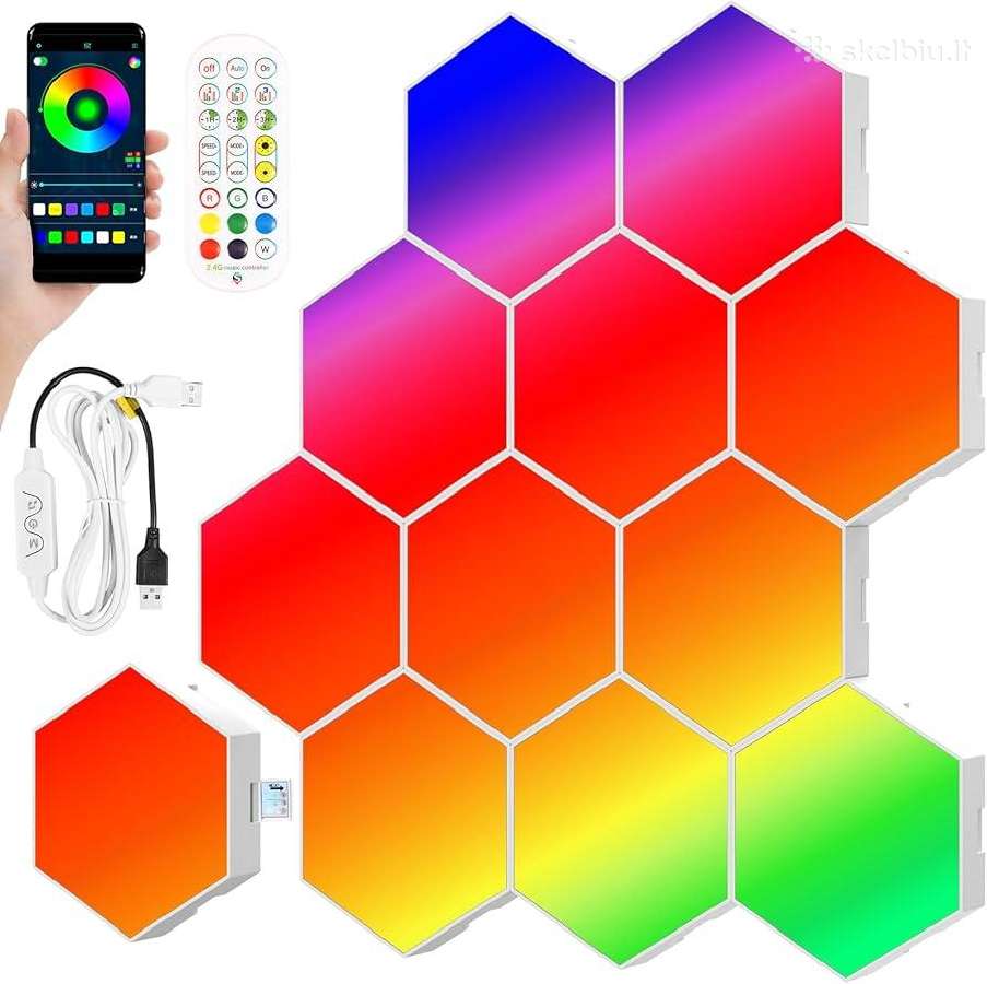 LED Rgb Šešiakampis apšvietimas žaidimų kambariui - nuotraukos Nr. 3