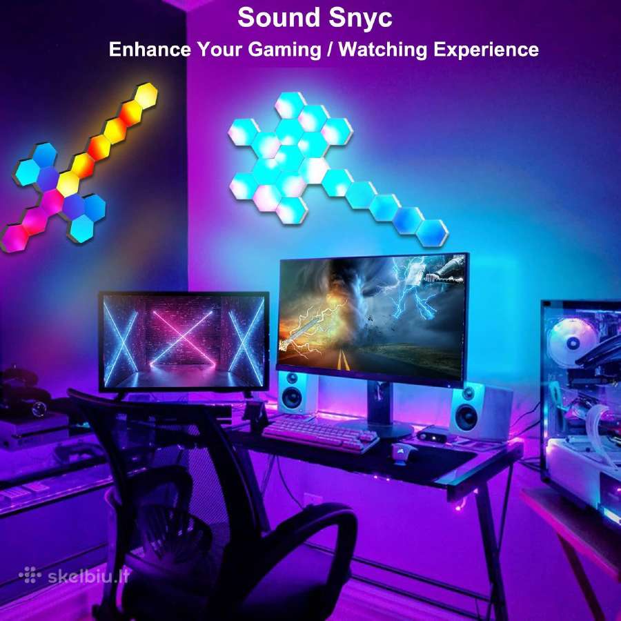 LED Rgb Šešiakampis apšvietimas žaidimų kambariui - nuotraukos Nr. 10