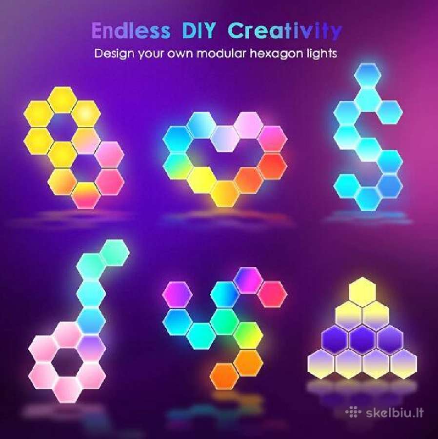 LED Rgb Šešiakampis apšvietimas žaidimų kambariui - nuotraukos Nr. 11